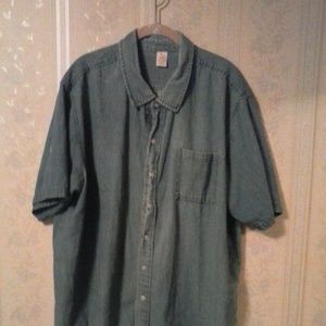 OPEN TRAILS MENS MED BLUE SHORT SLEEVE JEAN SHIRT